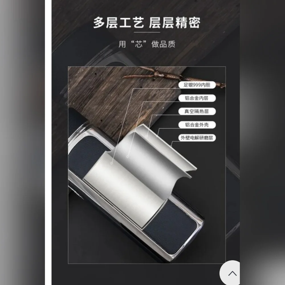 Sterling Silver 999 Inner Bladder Leather Insulation Filter Cup High-end Busines - Picture 11 of 11